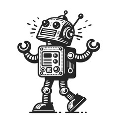 Retro Style Friendly Robot Character