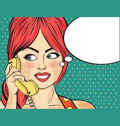 Pop Art Woman Chatting On Retro Phone Comic