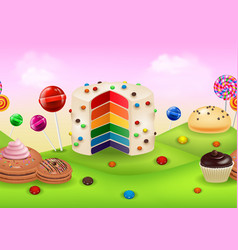 Fantasy Candyland With Dessrts And Sweets