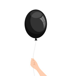 Hand Holding A Black Balloon Isolated On White