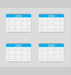 Calendar Of 2019 2020 2021 And 2022 Years