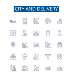 City And Delivery Line Icons Signs Set Design