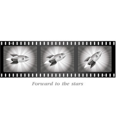 Flying Rocket Old Film Strip Retro Movie