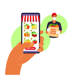 Online Food Order Grocery Delivery Hand Holding