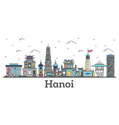 Outline Hanoi Vietnam City Skyline With Color