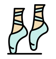 Ballet Dance Shoes Icon Color Outline