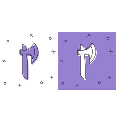 Set Wooden Axe Icon Isolated On White And Purple