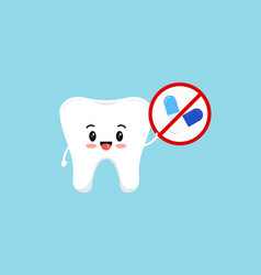 Cute Tooth With No Pills Sign Emoji Character