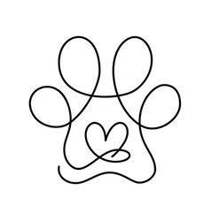 Heart With Cat Or Dog Paw Cat Footprint In