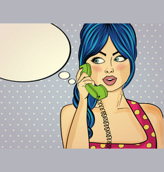 Surprised Pop Art Woman Chatting On Retro Phone