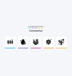 Coronavirus Glyph 5 Icon Pack Including Travel