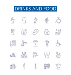 Drinks And Food Line Icons Signs Set Design