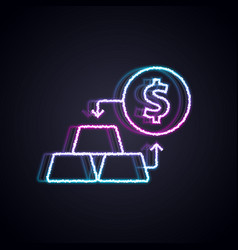 Glowing Neon Line Gold Exchange Money Icon