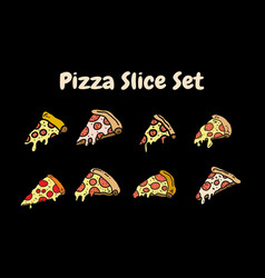 Hand Drawing Of Pizza Slice Set Design