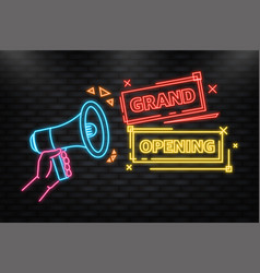 Neon Icon Grand Opening Megaphone Yellow Banner