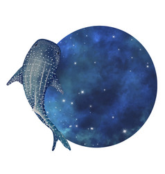 Whale Shark With Night Sky Circle Banner