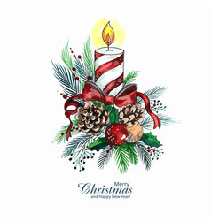 Christmas Decoration With Candle Ribbon Card