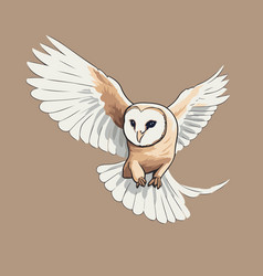 Hand Drawn Of A Barn Owl Flying In The Air