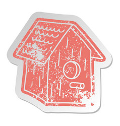 Distressed Old Sticker Of A Wooden Bird House