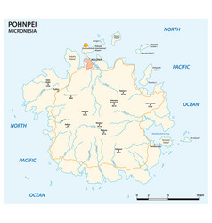 Road Map Main Micronesian Island Pohnpei