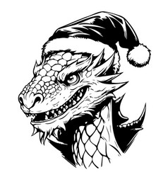 Dragon In Santas Hat Sketch Hand Drawn Symbol