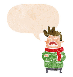 Cartoon Obnoxious Man And Speech Bubble In Retro