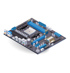 High Speed Computer Matherboard Flat Isometric 3d