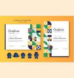 Modern Green Orange Bauhaus Certificate