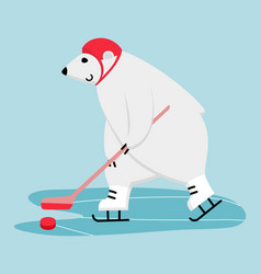 Polar Bear Ice Hockey Player Funny Mascot Skating