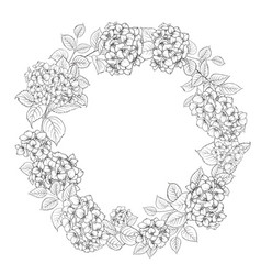 Round Wreath Of Hydrangea In Black And White