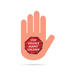 Stop Violence Against Children Sign On Hand