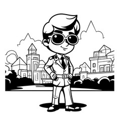 Businessman Cartoon In The City Black And White