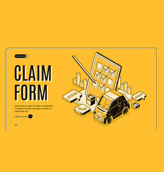 Claim Form For Car Insurance Isometric Banner