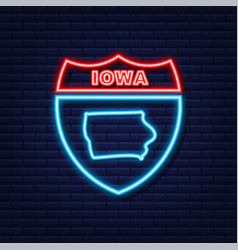 Iowa State Map Outline Neon Icon