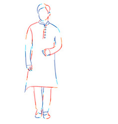 Man In Traditional Dress Kurta Pajama 3d Color