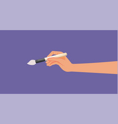 Artist Hand Holding A Painting Brush Cartoon