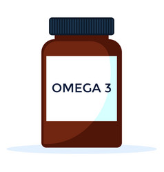 Omega 3 In Capsules Dark Jar Isolated On White