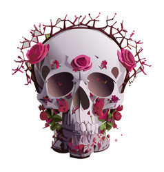 Skull With Roses And Crown Of Thorns