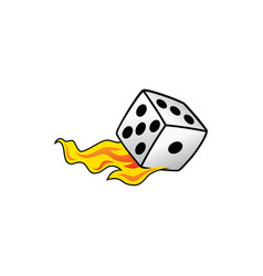 Flaming On Fire Burning White Dice Risk Taker