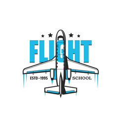 Flight School Icon Emblem With Airplane