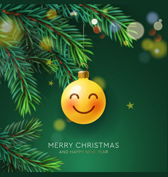 Christmas Poster With Ball Emoji Smiling