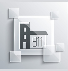 Grey Building Of Fire Station Icon Isolated