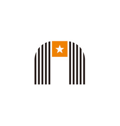 Letter N Simple Stripes Star Military Logo