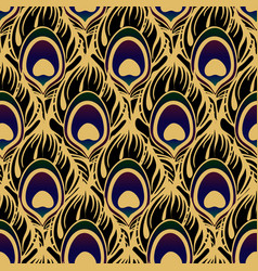 Seamless Pattern Black Purple Peacock Feather