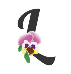 Black Letter L Decorated With Single Pansy