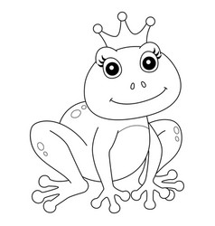 Frog With A Crown Coloring Page Isolated