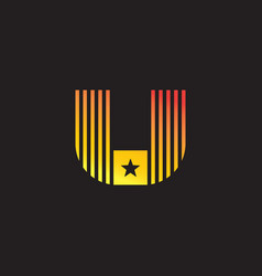 Letter U Stripes Star Gradient Logo