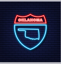 Oklahoma State Map Outline Neon Icon