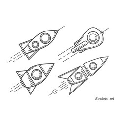 Rocket On A White Background Rockets Set