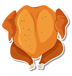 Fried Chicken Sticker On White Background